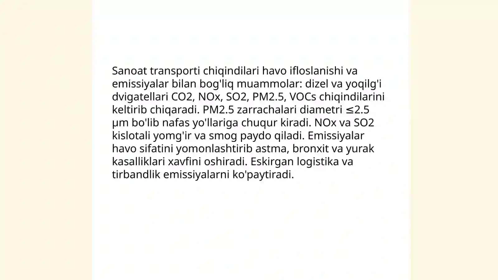 Sanoat transporti chiqindilari muammosi 4