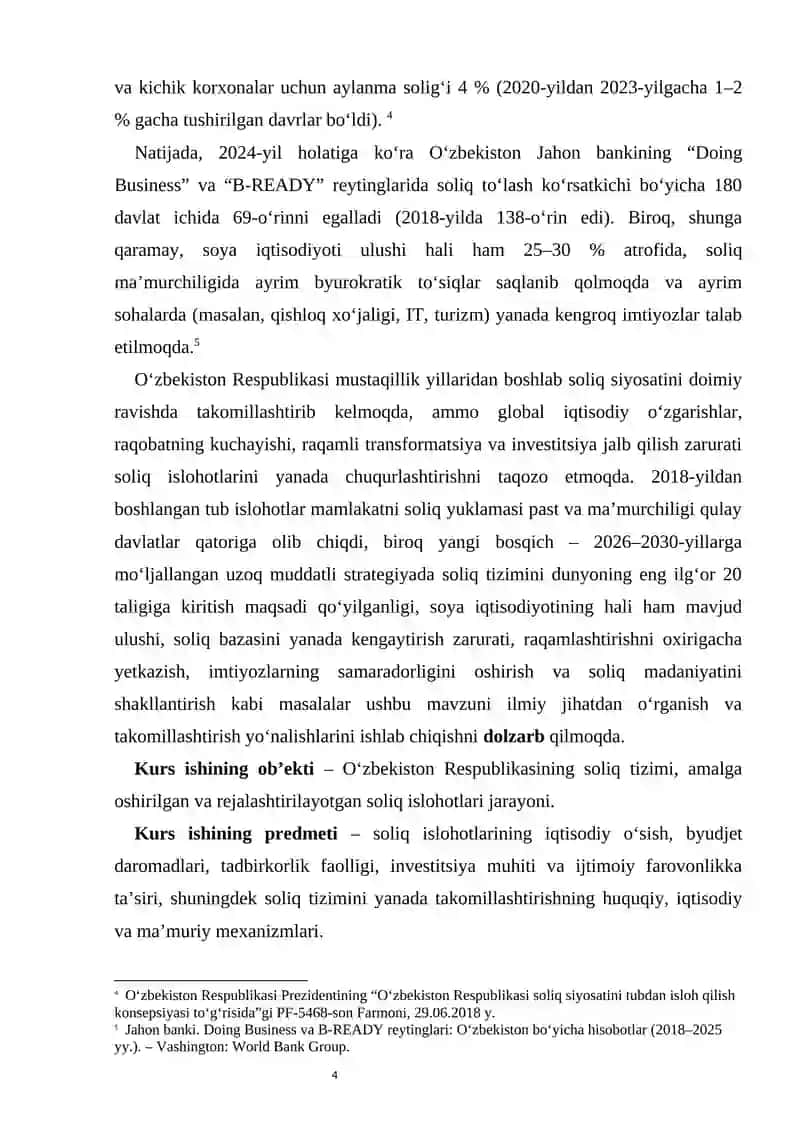 Oʻzbekistonda soliq islohotlarining ustuvor yoʻnalishlari 4