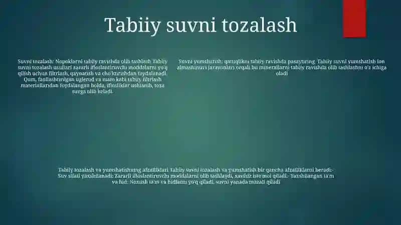 Tabiiy Suvni Tozalash Va Yumshatish 4
