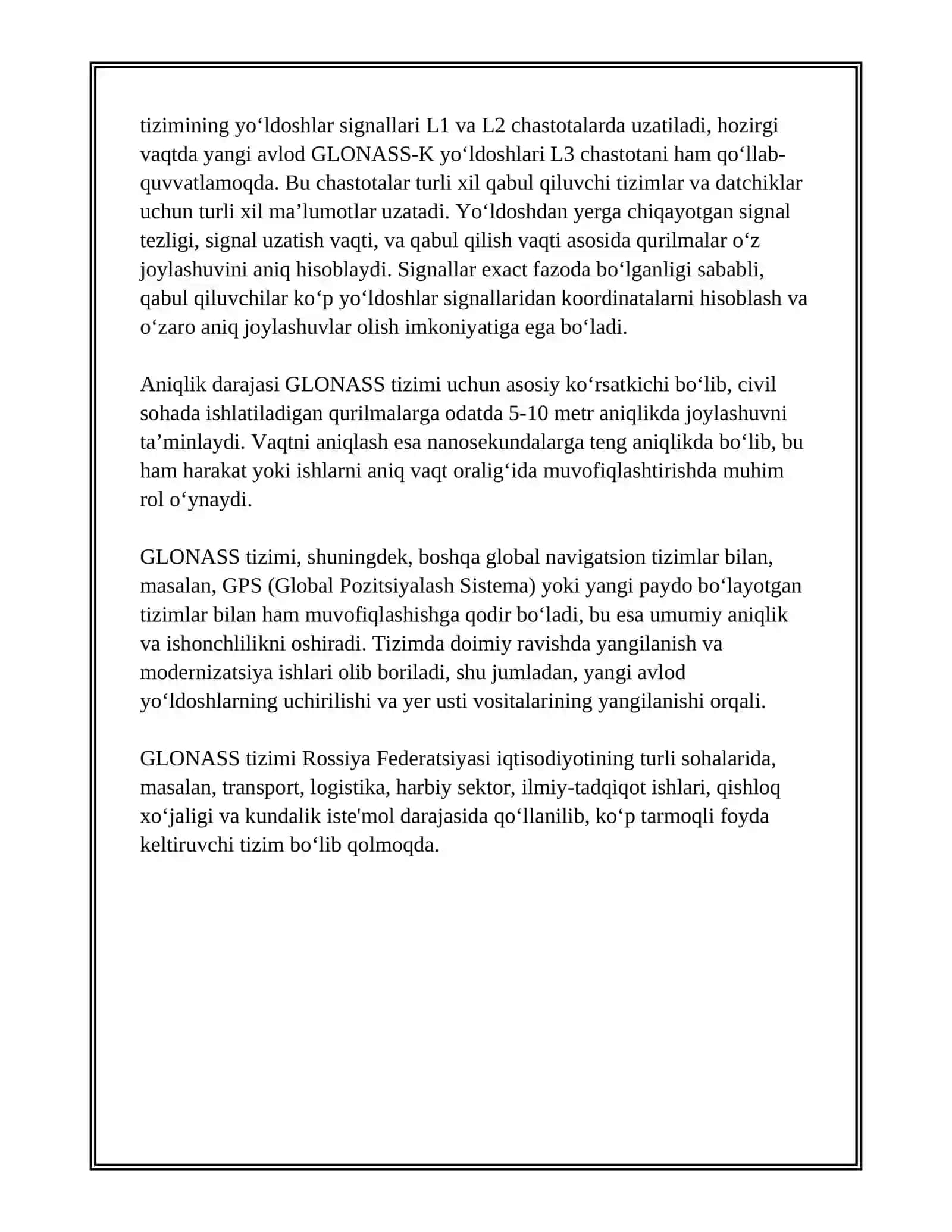 GLONASS PARRAMTERLARI XAQIDA MALUMOT 4