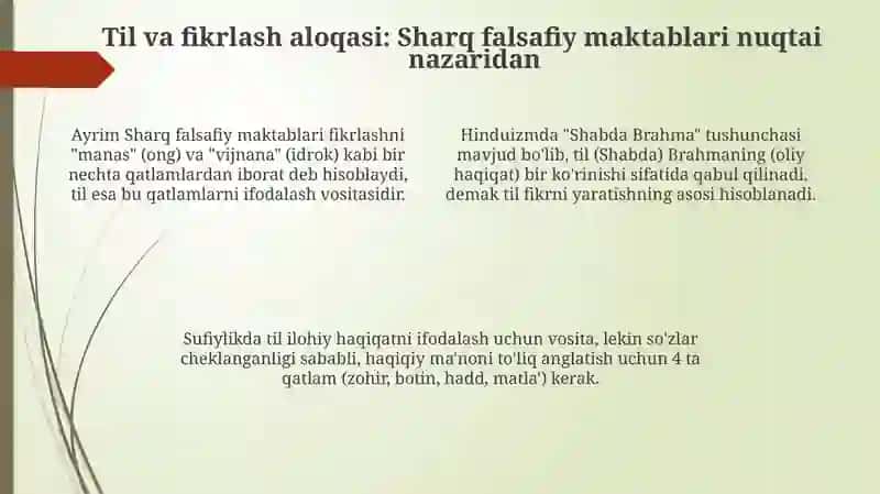 Sharq mutafakkirlarining til shakllanishiga qarashlari 4