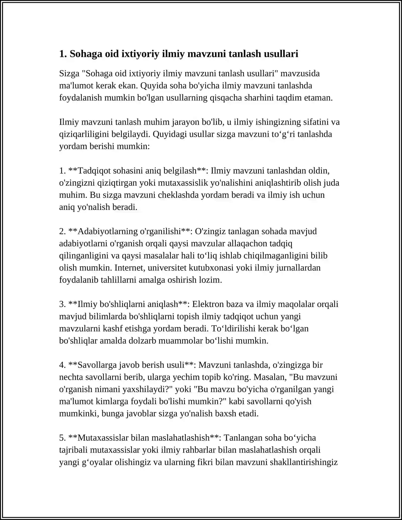 SOHAGA OID IXTIYORIY ILMIY MAVZUDA TEZIS TAYYORLASH 4