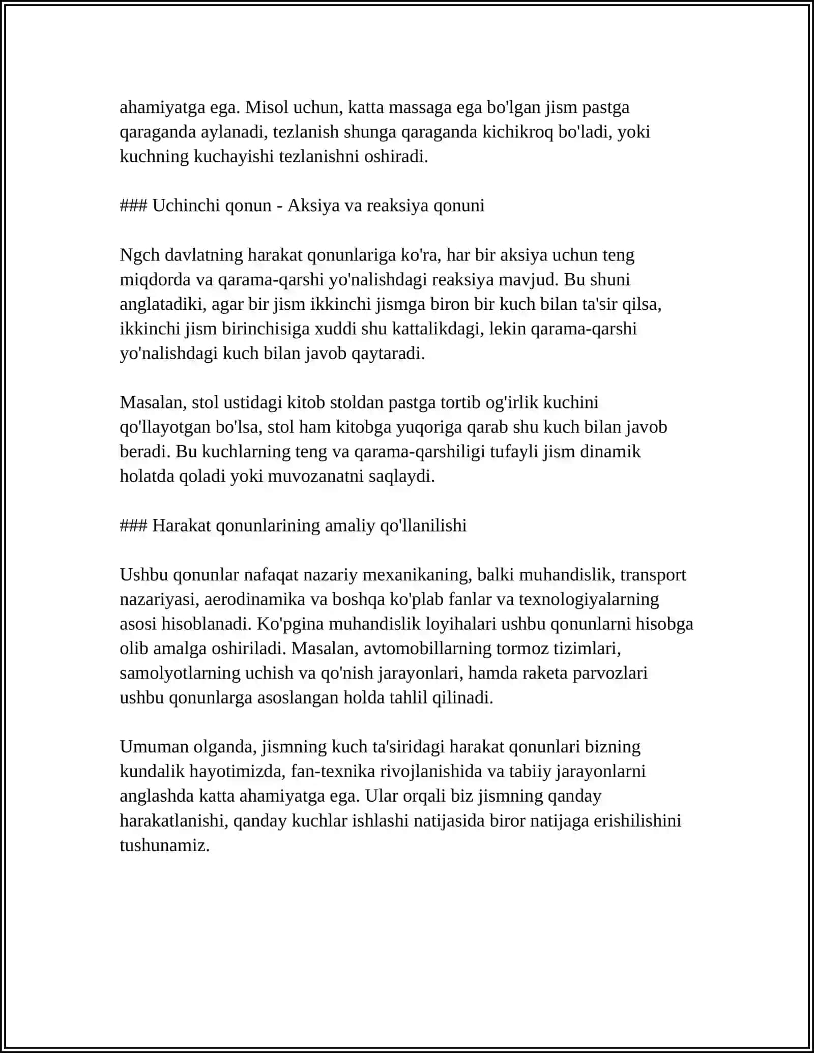 JISMNING BIR NECHTA KUCH TA'SIRIDAGI HARAKATI 4