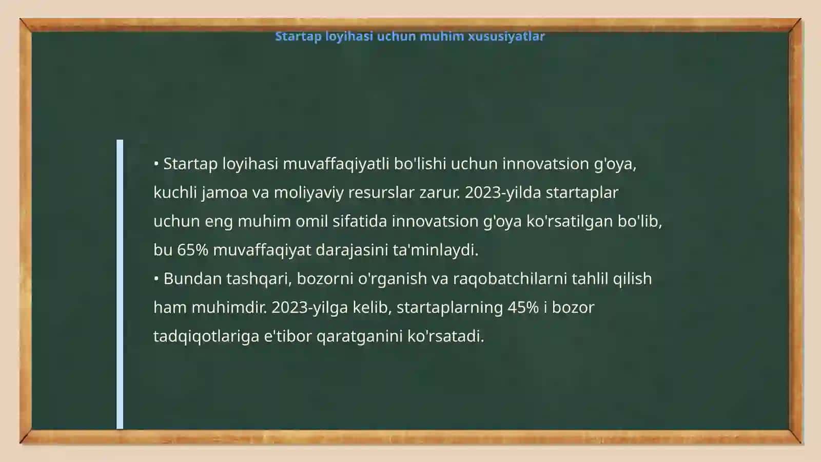 Startap loyihasi uchun taqdimot tayyorlab ber 4