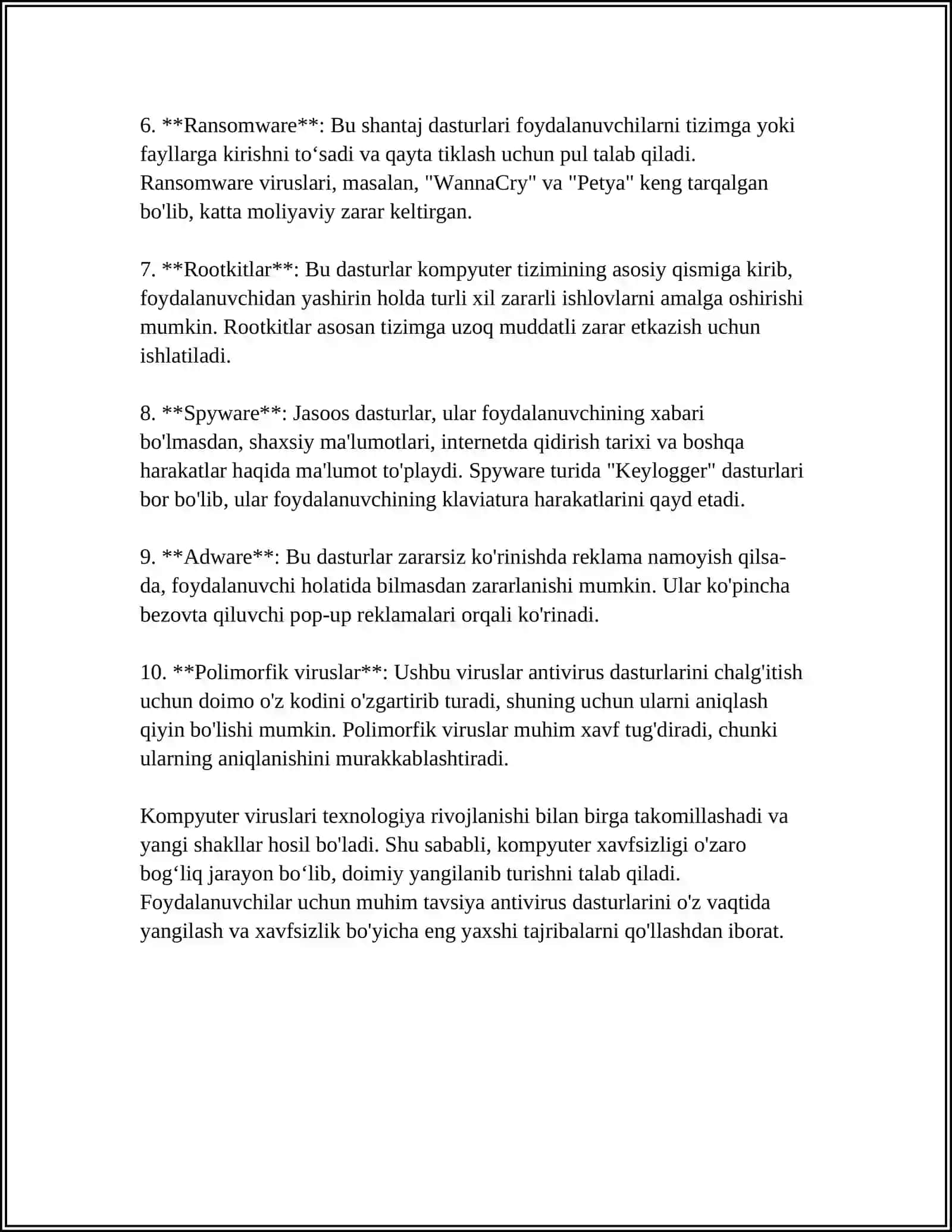 Kompyuter viruslari va virusdan himoyalash usullari 4