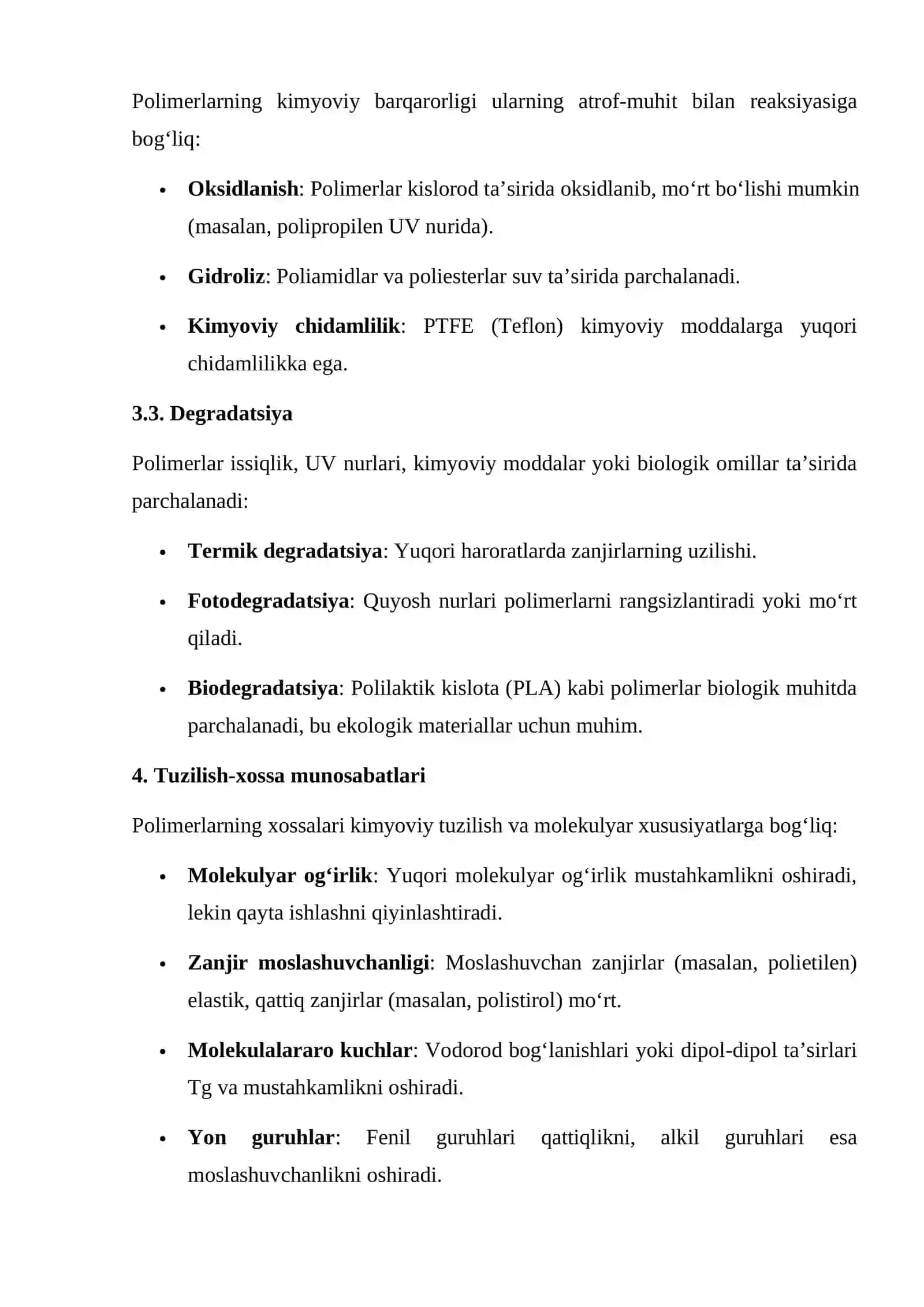 POLIMERLARNING FIZIK-KIMYOVIY XOSSALARI 4