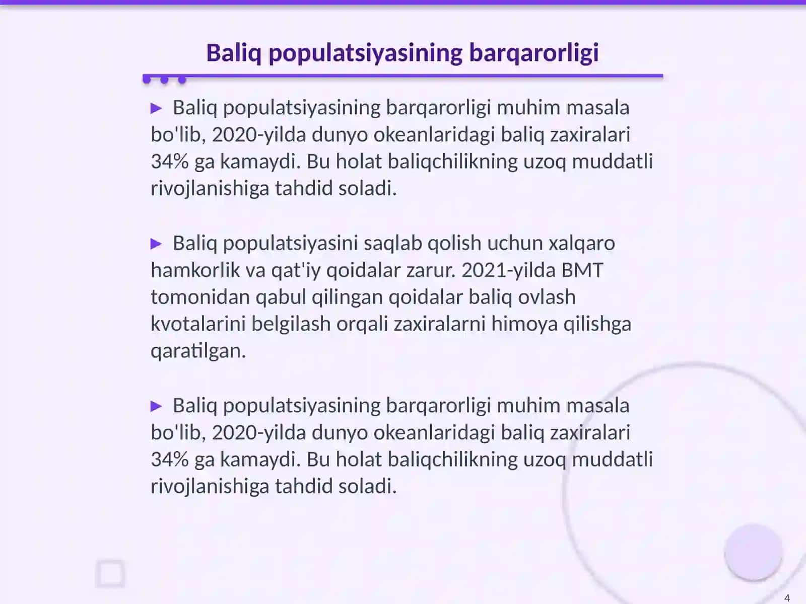 Baliq istiqbollari va yangiliklar 4