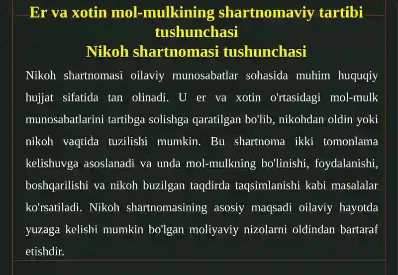 ER VA XOTIN MOL-MULKINING SHARTNOMAVIY TARTIBI 4
