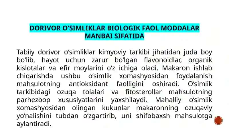 MAKARON MAHSULOTLARINI ISHLAB CHIQARISHDA XOMASHYO SARFI 4