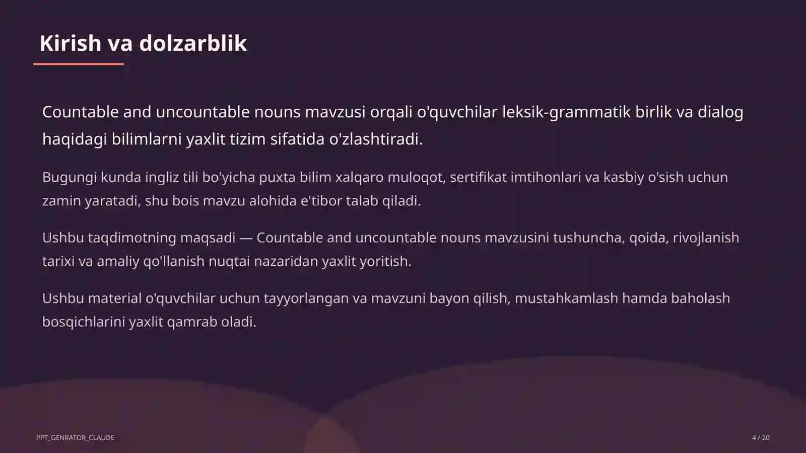 Countable and uncountable nouns (5-sinf) 4