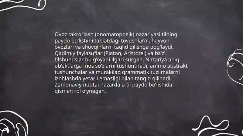 Tilning paydo bo'lishi to'g'risidagi nazariyalar 4