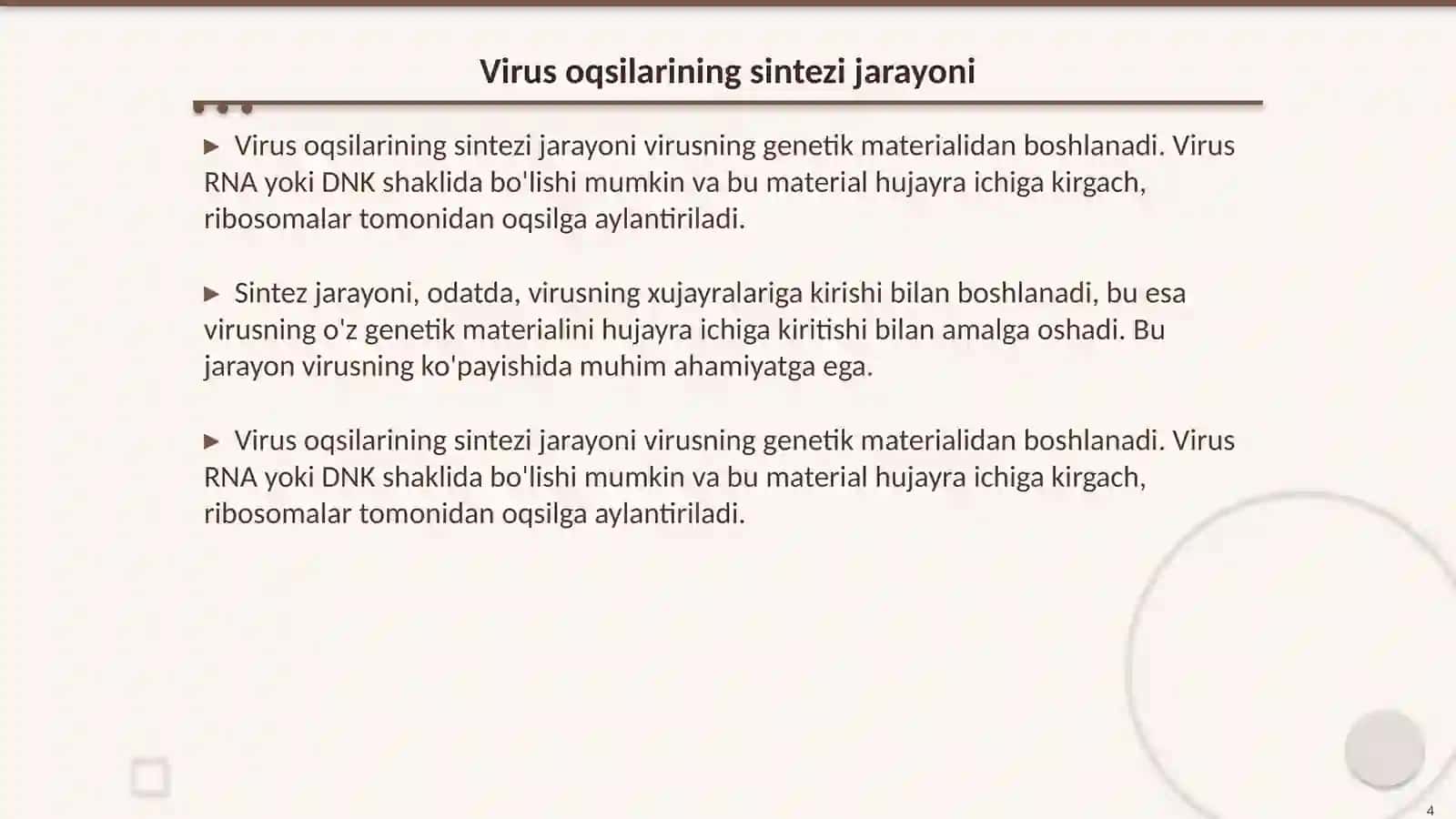 Virus oqsilarini sintezi 4
