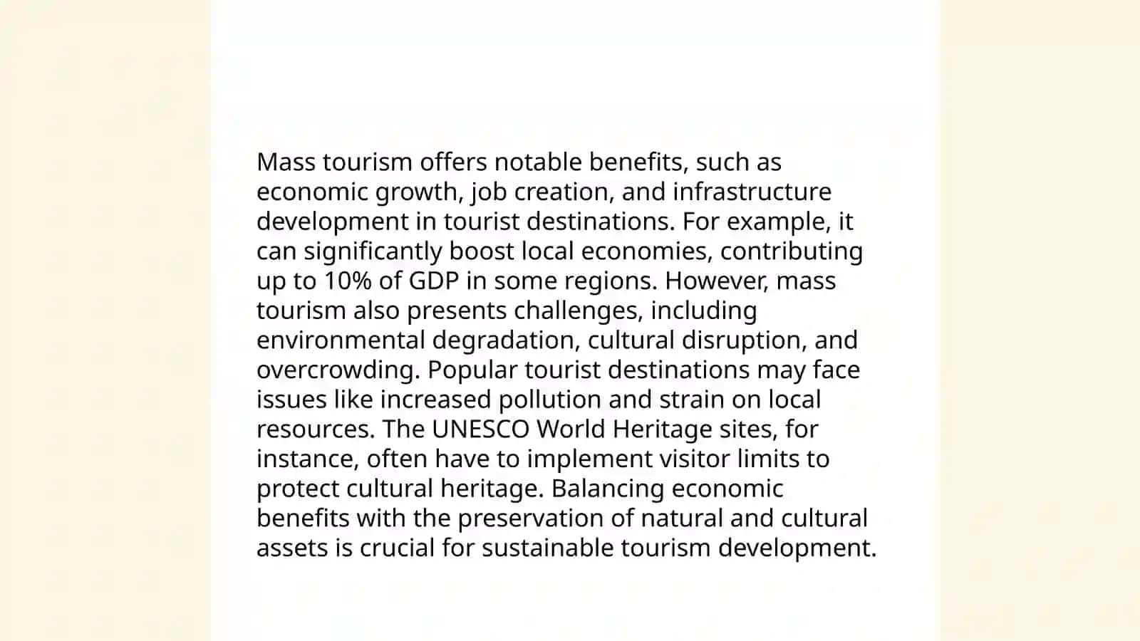 Types of Tourism: Define and give examples of mass, niche, eco, and adventure tourism 4