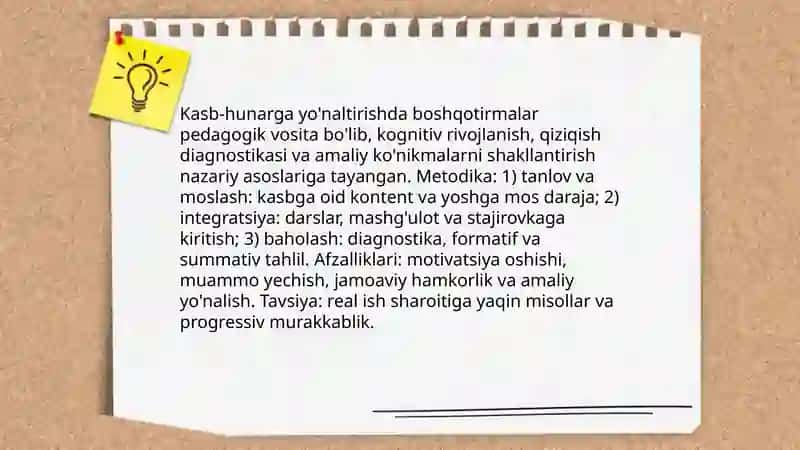 Kasb-hunarga yo'naltirishda boshqotirmalardan foydalanish 4