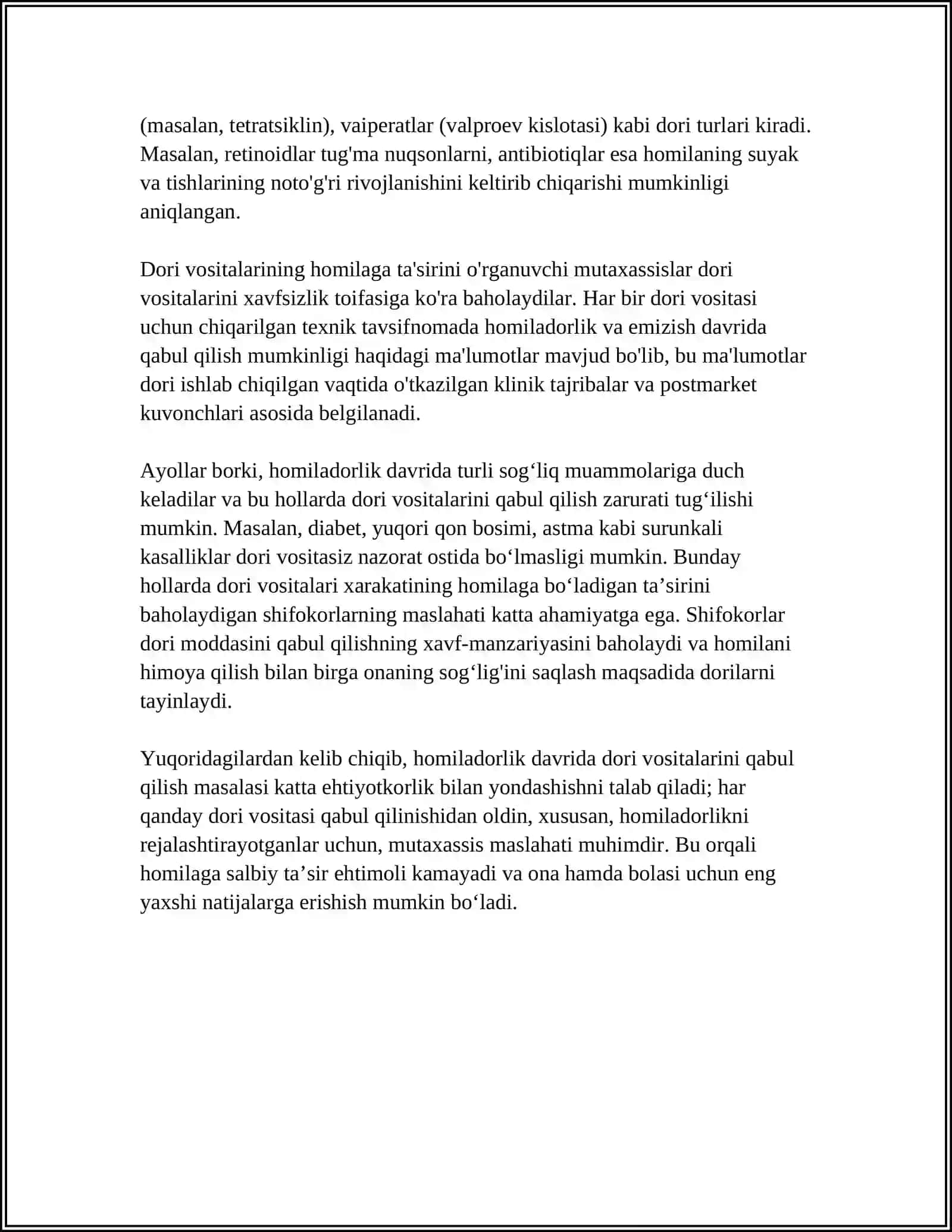 DORI VOSITALARINING HOMILAGA TA‘SIRI 4