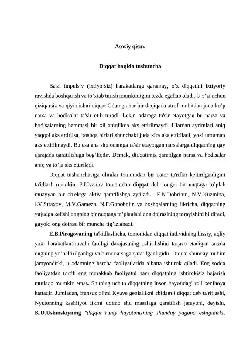 Diqqat xususiyatlari 4