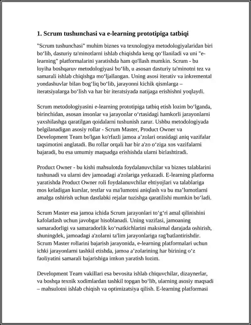 SCRUM METODOLOGIYASI ASOSIDA E-LEARNING PLATFORMASI PROTOTIPINI BOSHQARISH 4