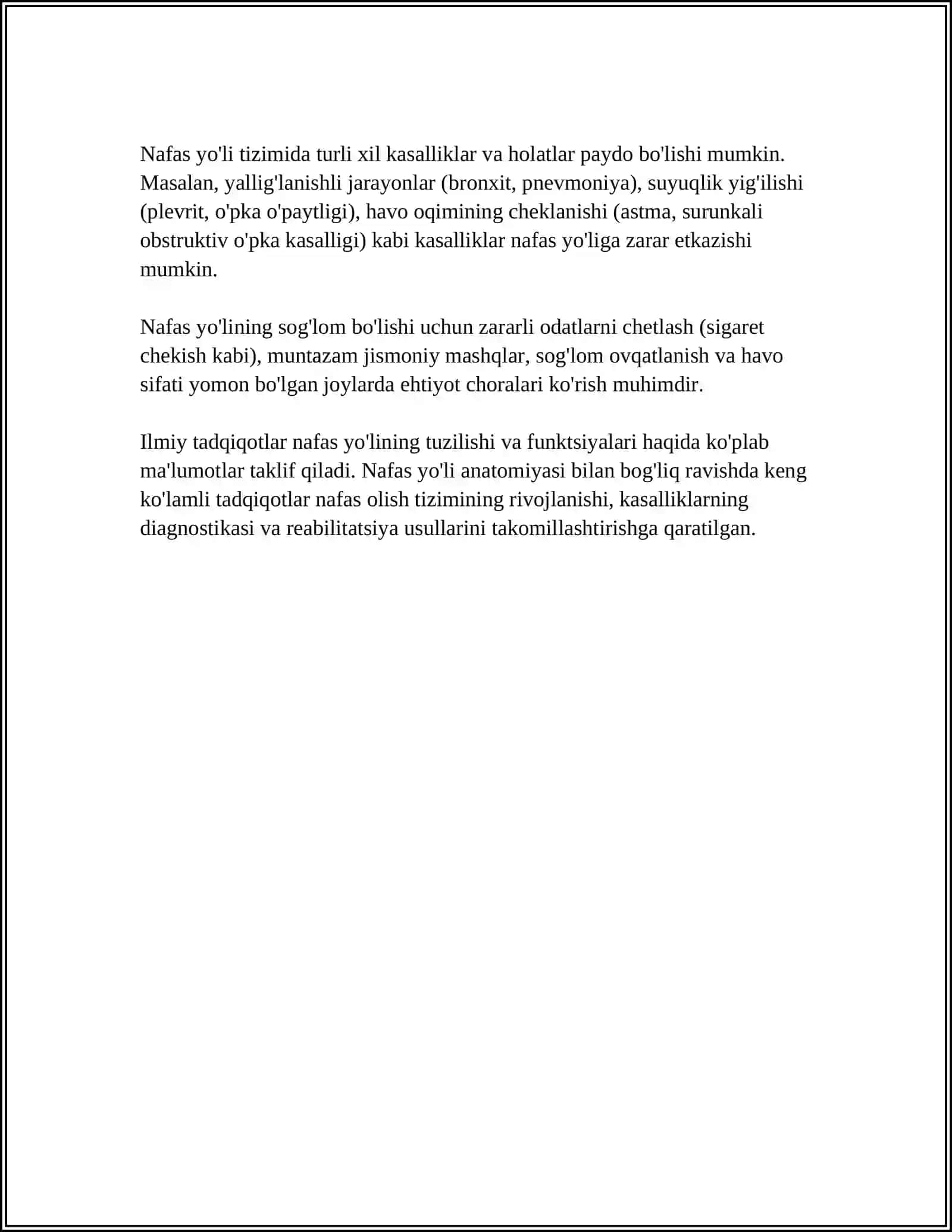 MUSTAQIL ISH Mavzu: NAFAS YO'LI HAQIDA 4