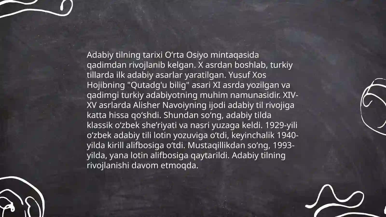 Õzbek adabiy tili va uning tayanch dialekti lahjasi Adabiy tilning oğzaki va yozma shakillari 4