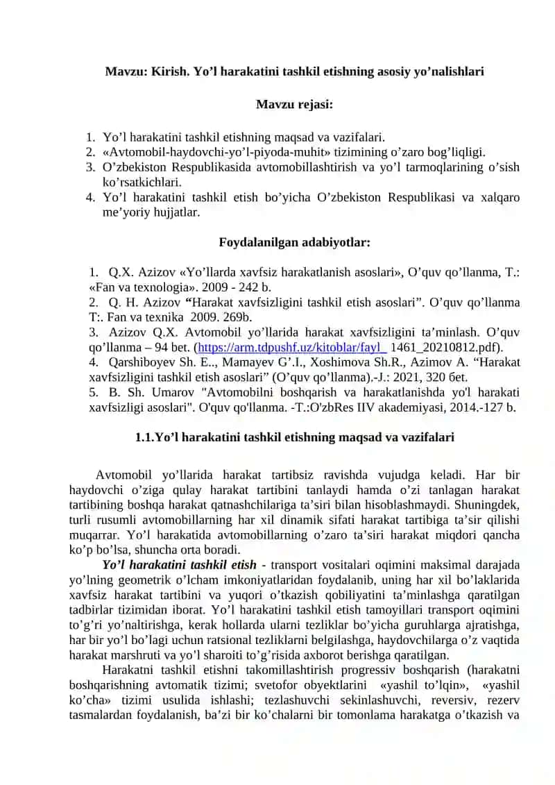 Avtomobil yo’llarida harakat xavfsizligini tashkil qilish 4