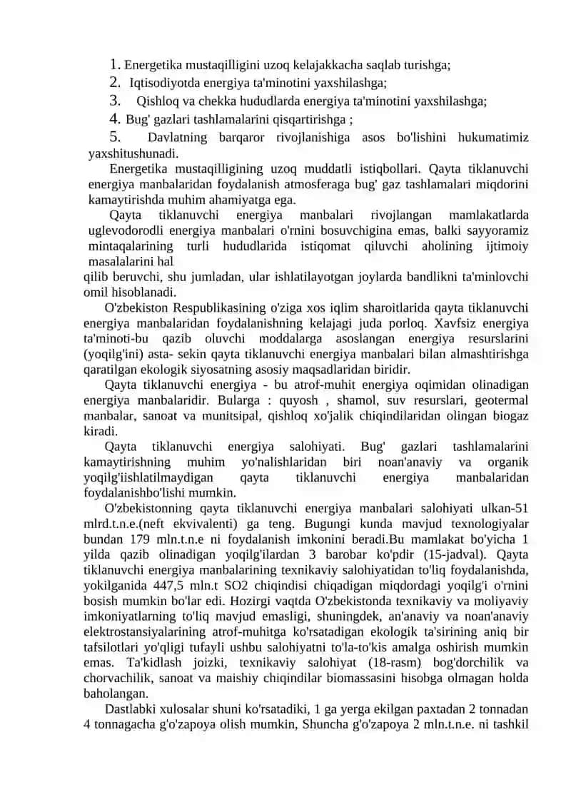 ENERGIYA: QAYTA TIKLANADIGAN MANBAALARGA O'TISH 4