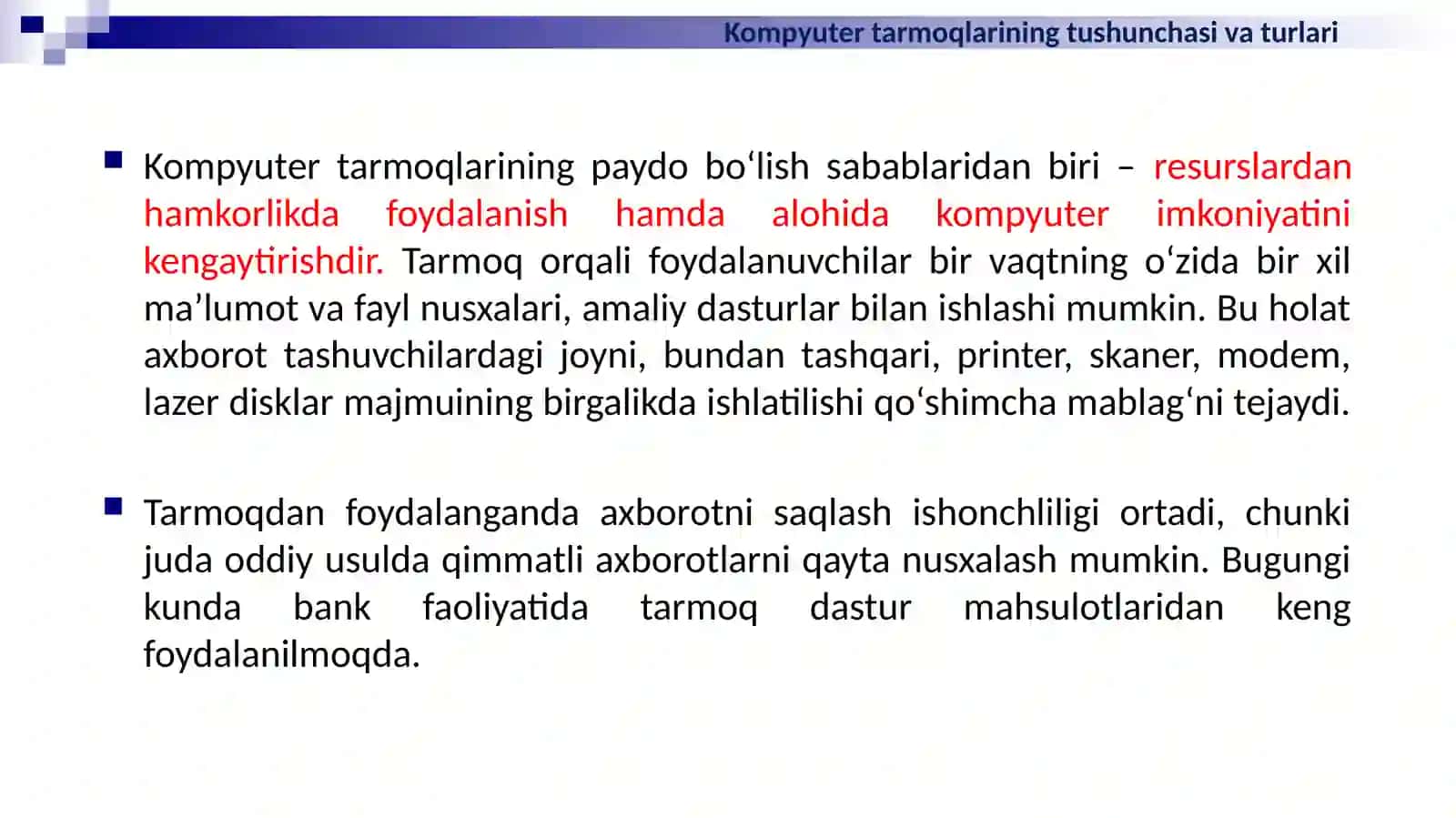 TARMOQ TEXNOLOGIYALARI VA INTERNET XIZMATLARI 4