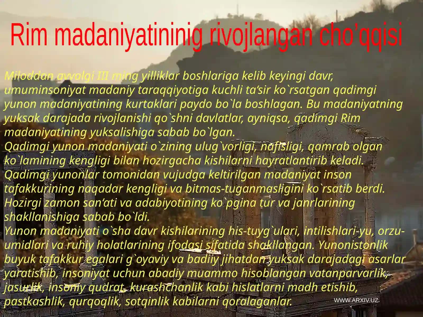 Qadimgi Yunon va Rim madaniyati 4