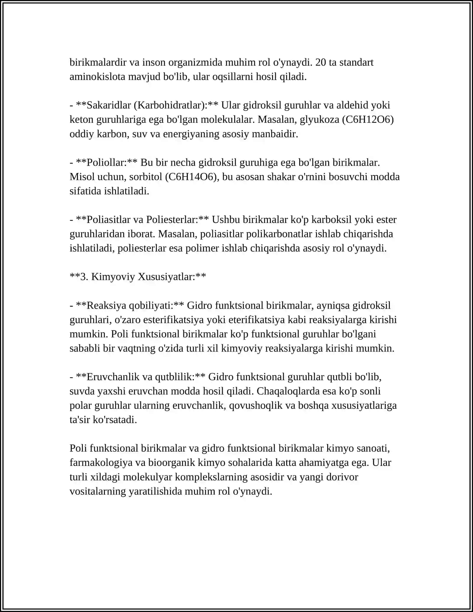 Gidro va Poli Funktsional Birikmalar 4