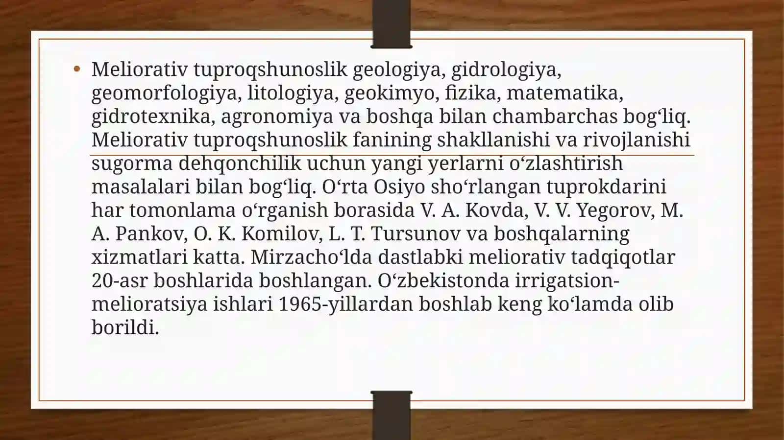 Oʻzbekiston meliorativ tutproqshunoslik fanining rivojlanishi 4