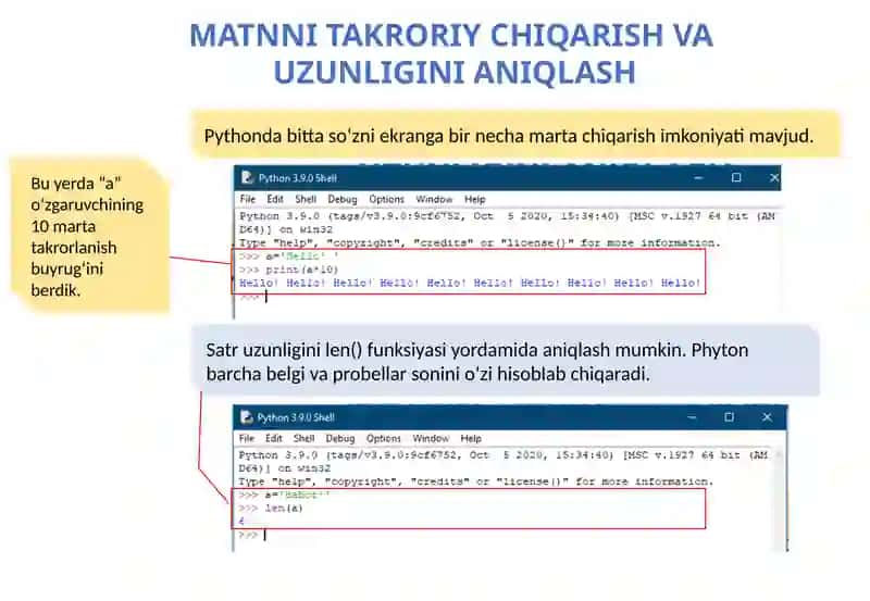PYTHONDA SATRLAR BILAN ISHLASH 4