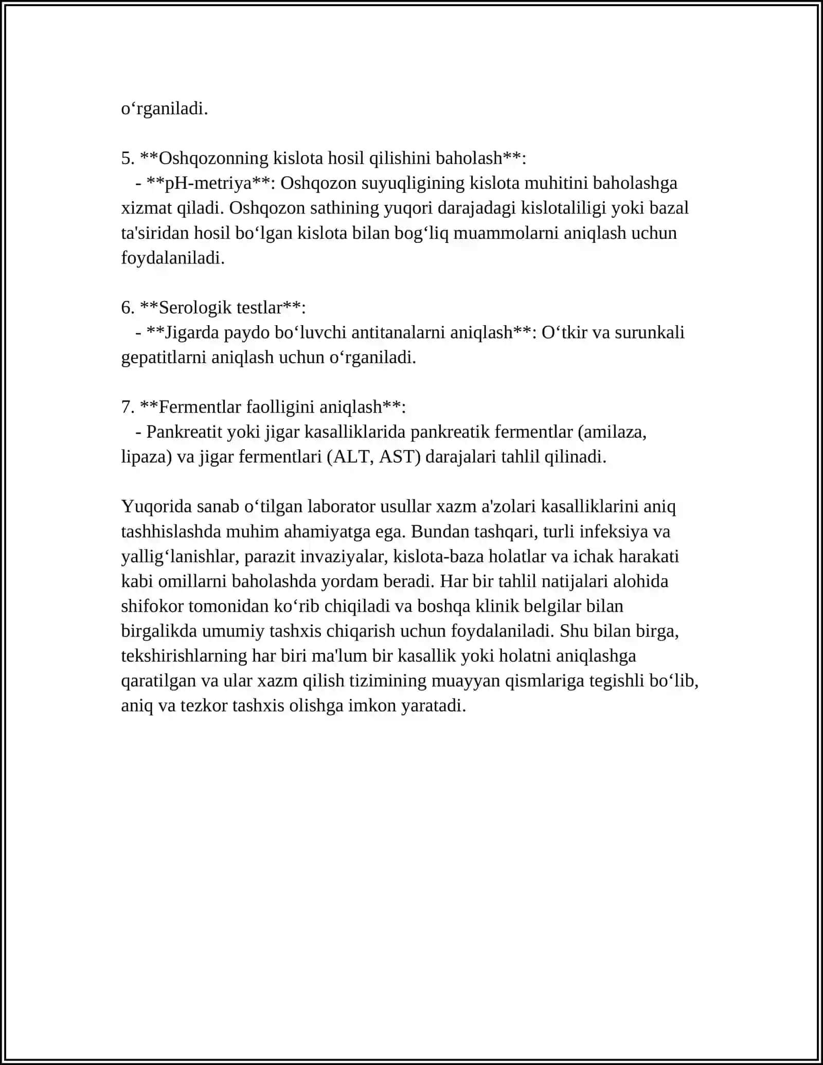 XAZM A'ZOLARINI ZAMONAVIY LABORATOR VA INSTRUMENTAL TEKSHIRISH USULLARI 4