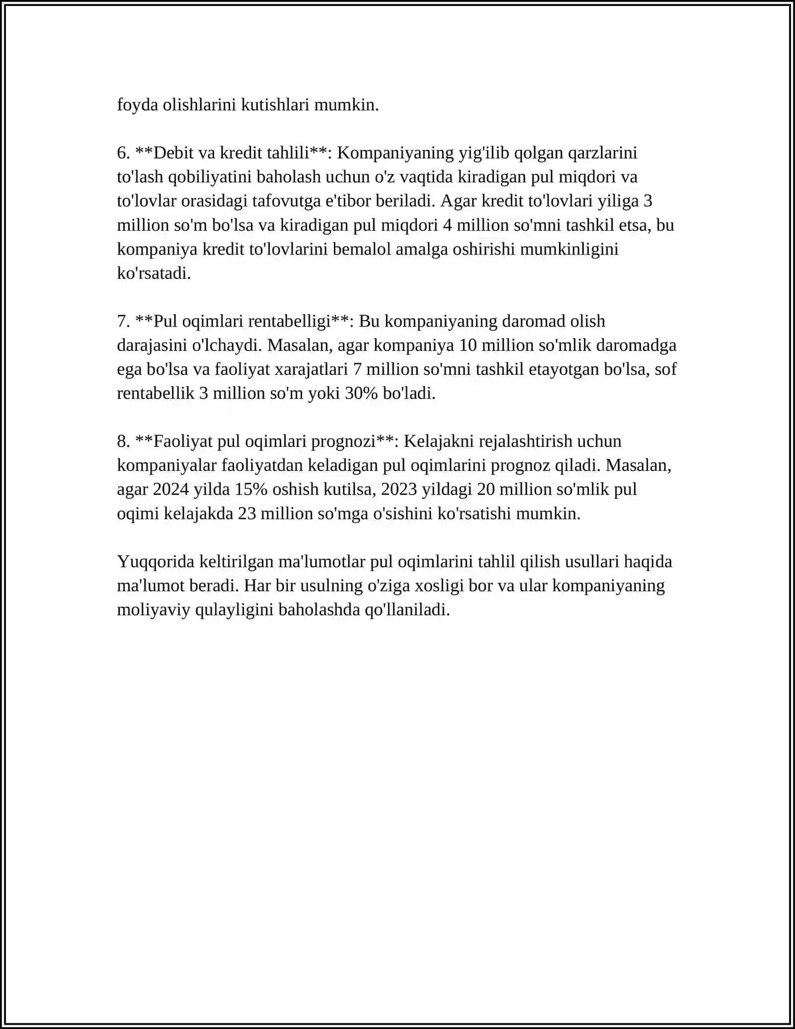 Pul Oqimlarining Tahlili 4