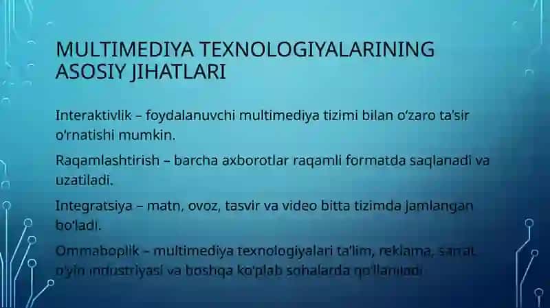 Multimediya texnologiyalarining texnik ta’monoti 4