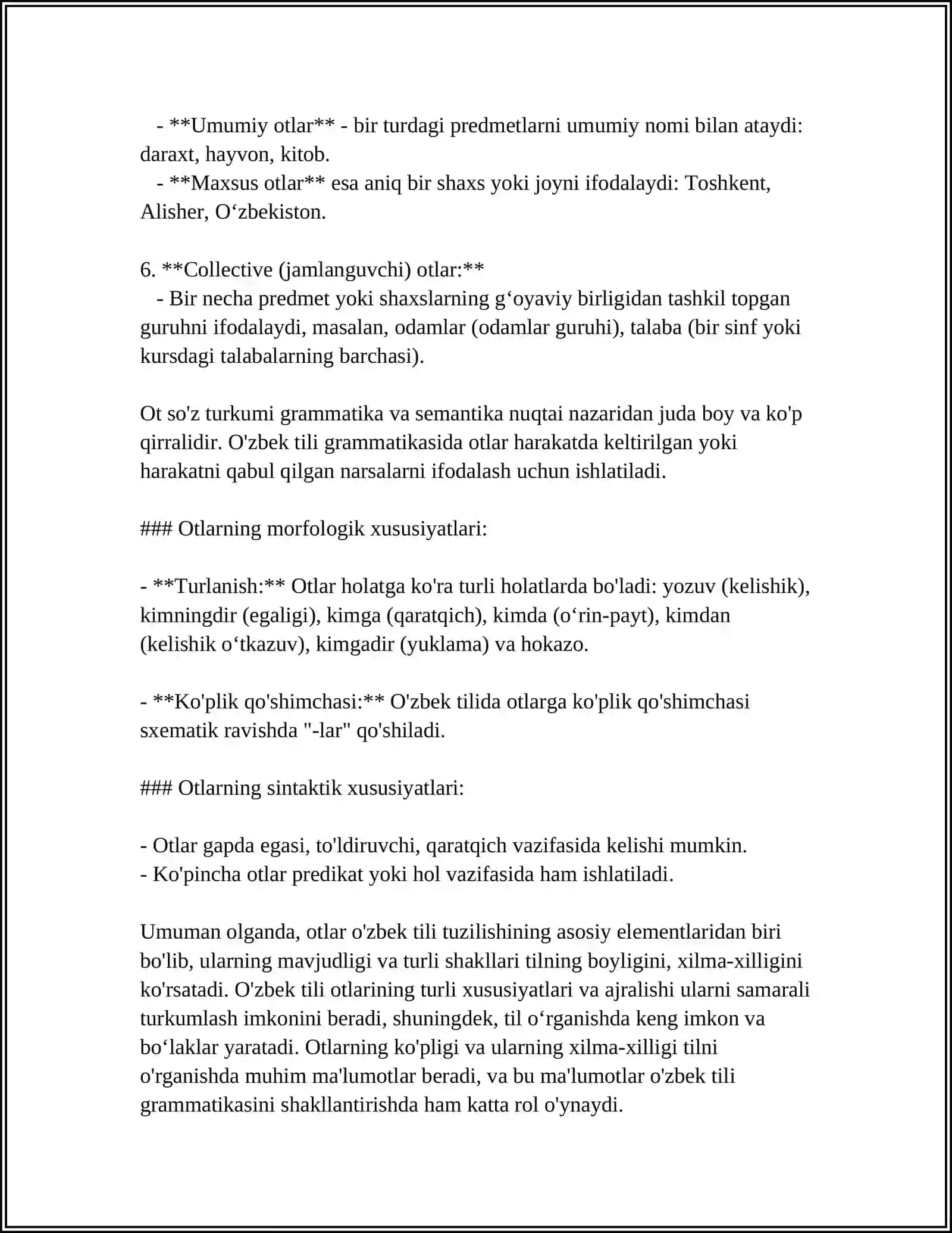Ot so'z turkumi va uning turlari 4