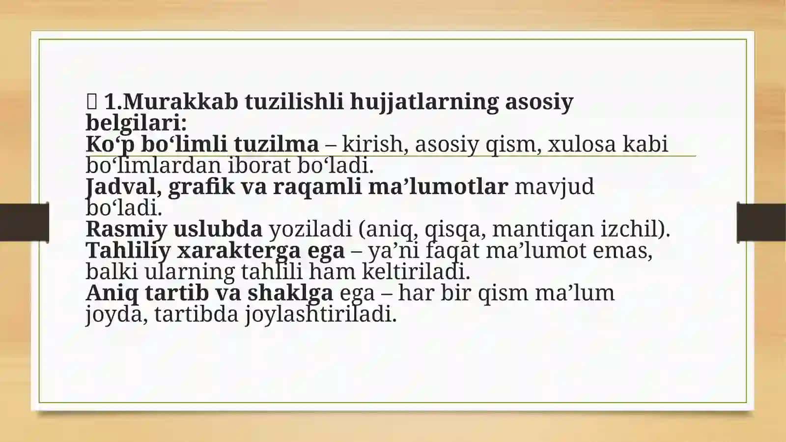 Murakkab tuzilishli hujjatlar (ish rеjasi, raqamli hisobot tayyorlash) 4