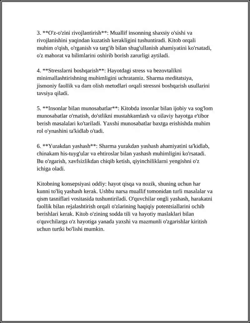 ROBIN SHARMA "OʻLSANG KIM YIGʻLAYDI" 4
