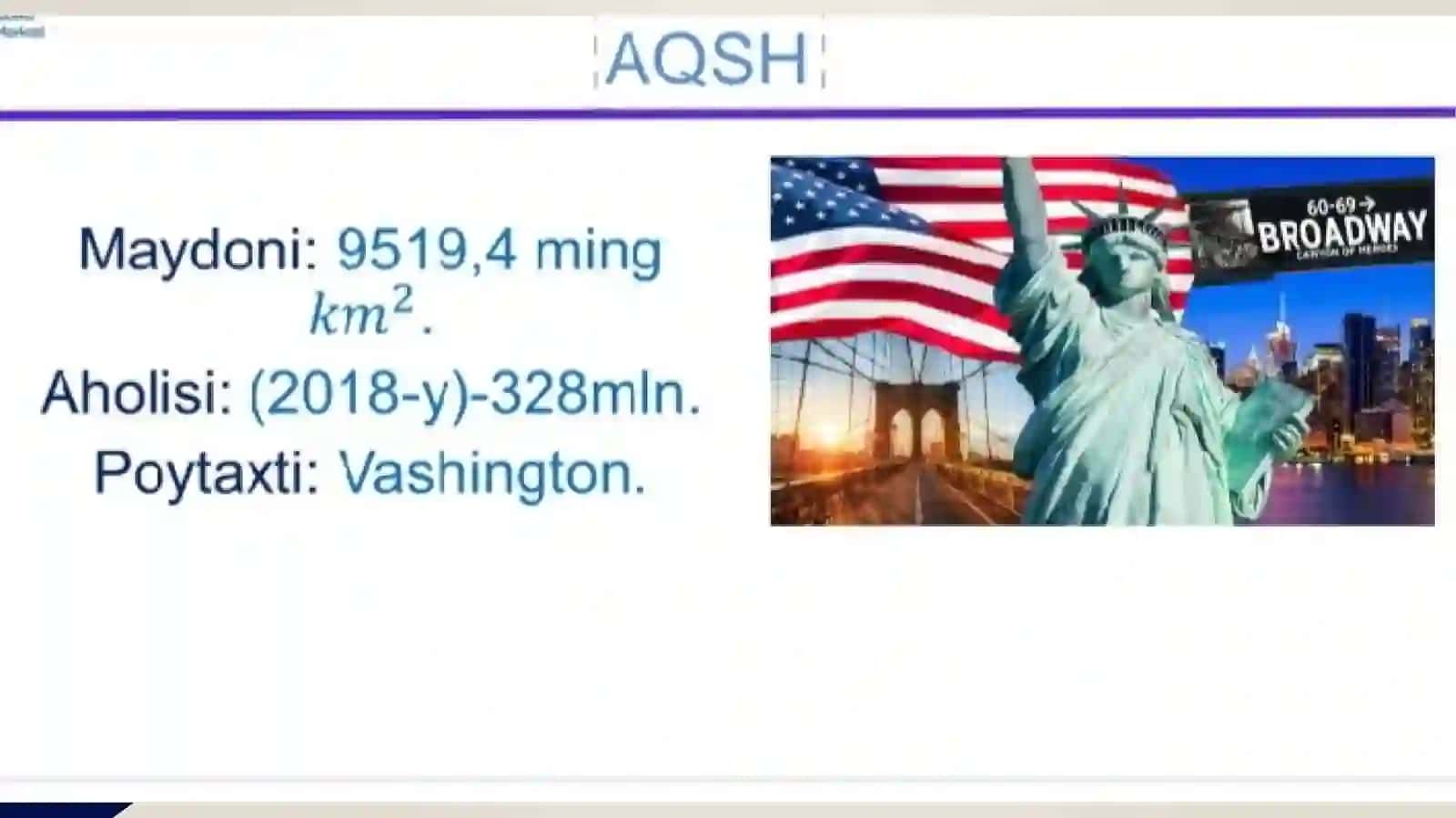SHIMOLIY AMERIKADA DAVLATLARI. AQSH 4