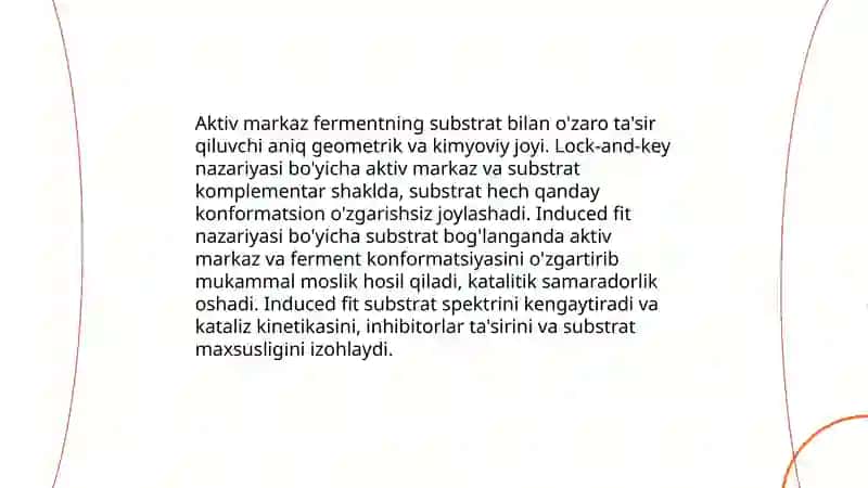 Kataliz nazariyalari.Fermentativ kataliz 4