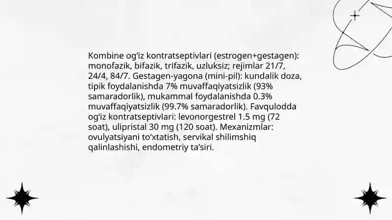Kontrasepsiya vositalari. Probiotik va prebiotiklar 4