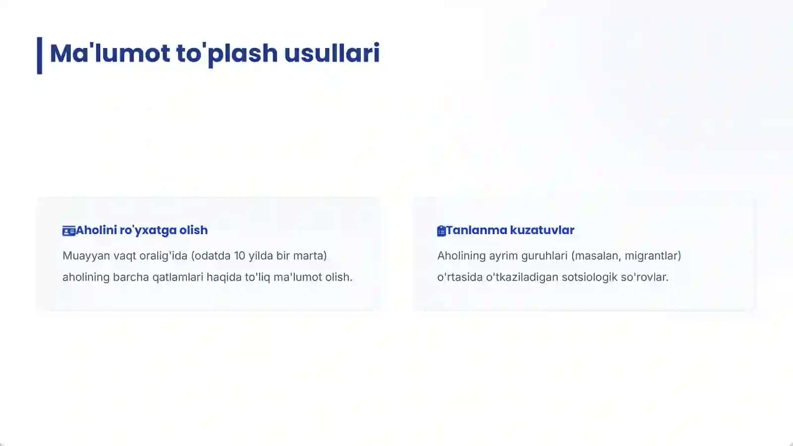 Demografik jarayonlarni o'rganish 4