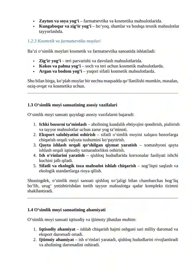 O‘ZBEKISTON RESPUBLIKASI O’SIMNLIK MOYI ISHLAB CHIQARISH SANOATI 4