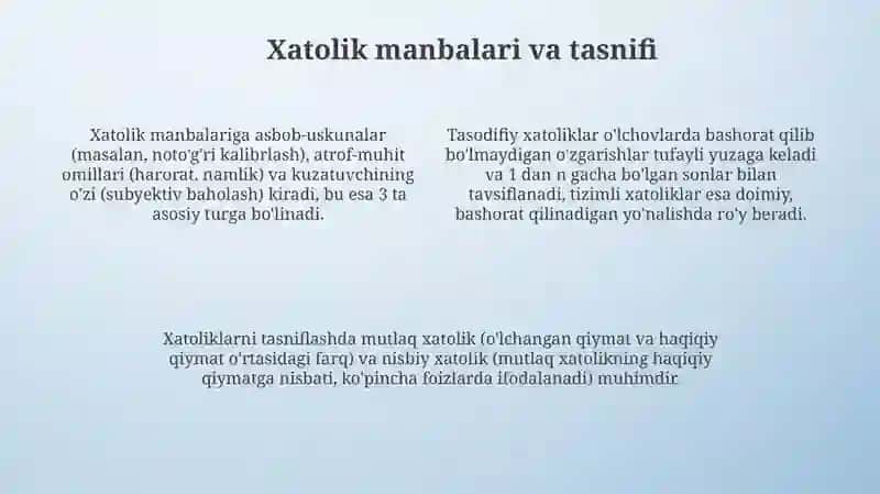 Xatoliklar nazariyasi elementlari 4