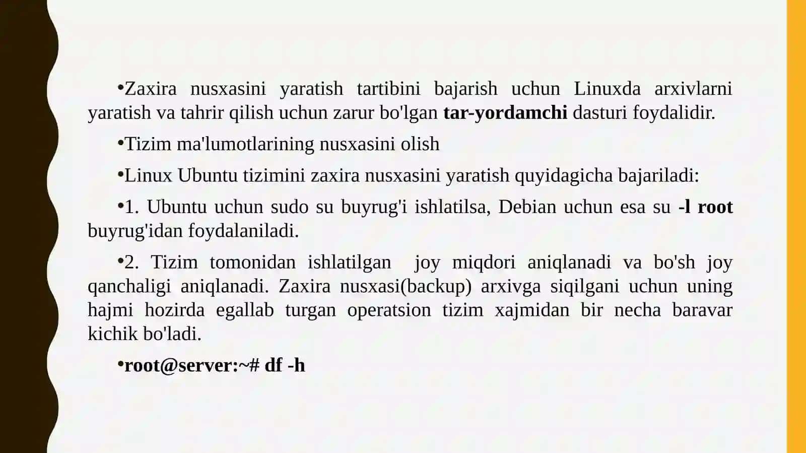 OPERASION TIZIMNI ZAHIRALASH VA TIKLASH USULLARI 4