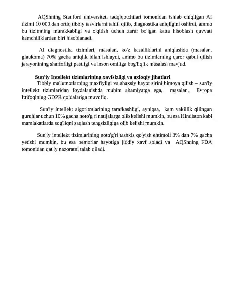 Tibbiy diagnostika ucun sun'iy intellekt tizmi 4