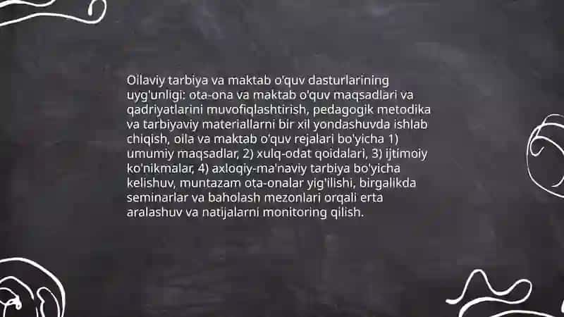 Oilaviy Tarbiya va Maktab O'quv Dasturlari 4