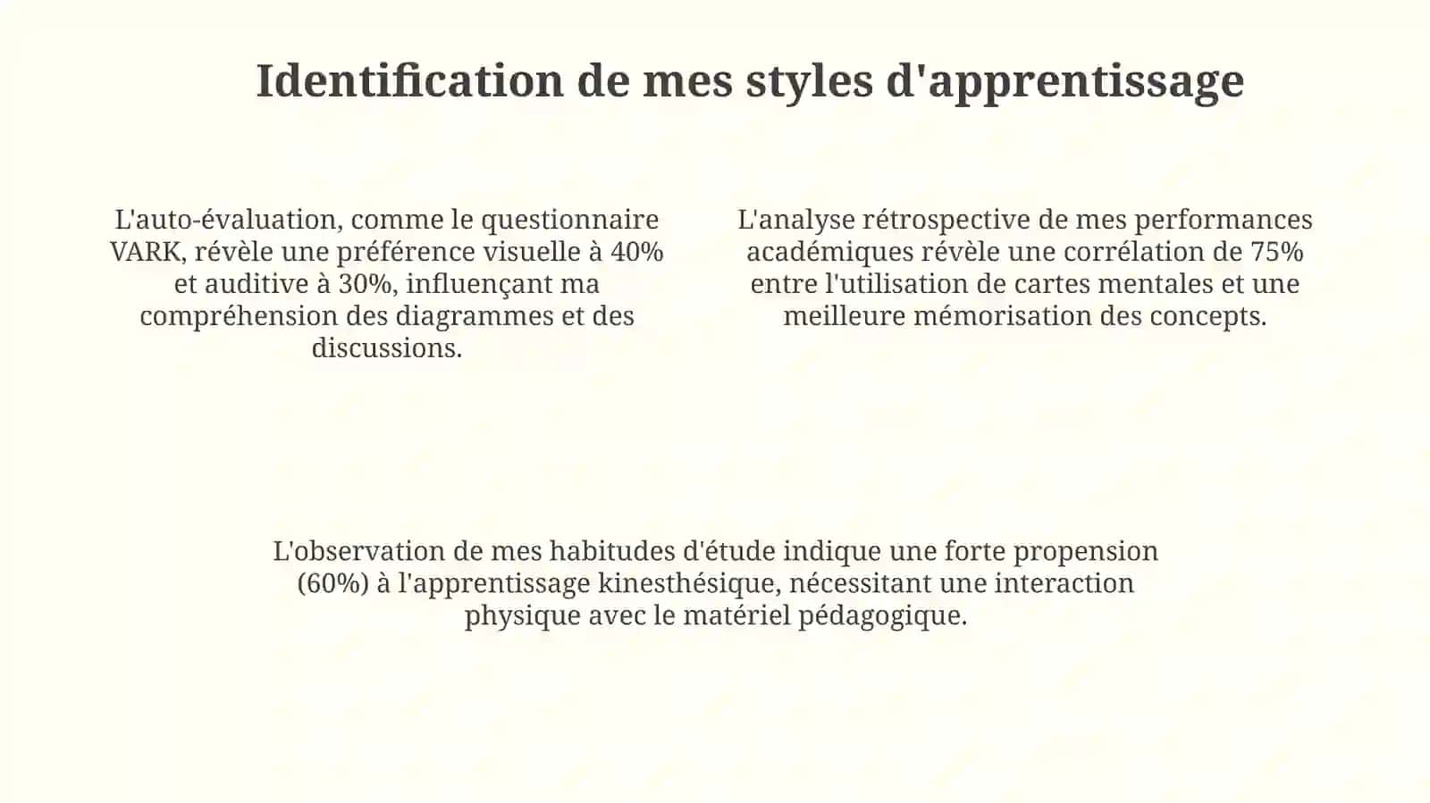 Analyse de ses propres styles d’apprentissage 4