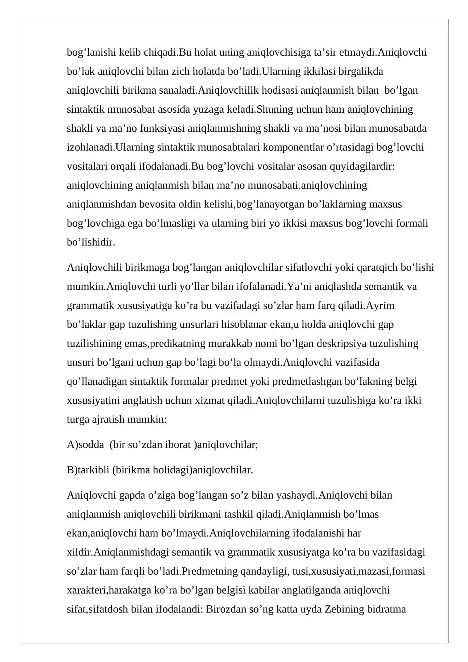 Aniqlovchi va uning o'zbek tilshunosligidagi tadqiqi 4