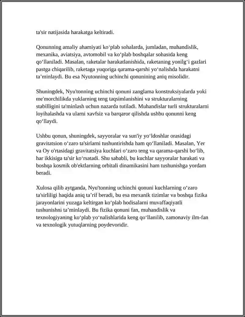 NYUTONNING UCHINCHI QONUNI 4