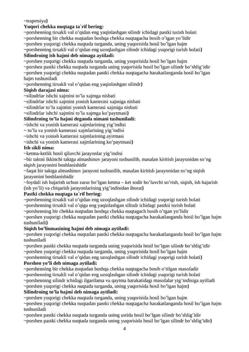 Avtomobil Konstruksiyasi Test Savollari 4