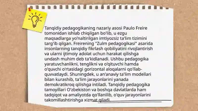 Tanqidiy pedagogika va ta'lim amaliyoti 4